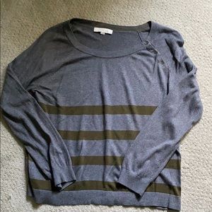 Loft XL sweater gray with olive green stripes.